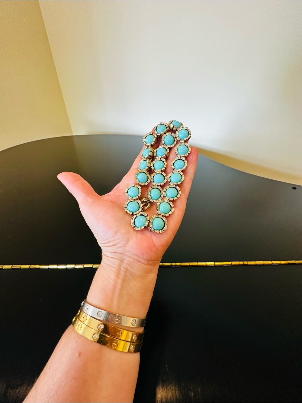 J.Crew Vintage Retro Spring Summer Turquoise CZ Water Lily Statement Necklace - Picture 15 of 17